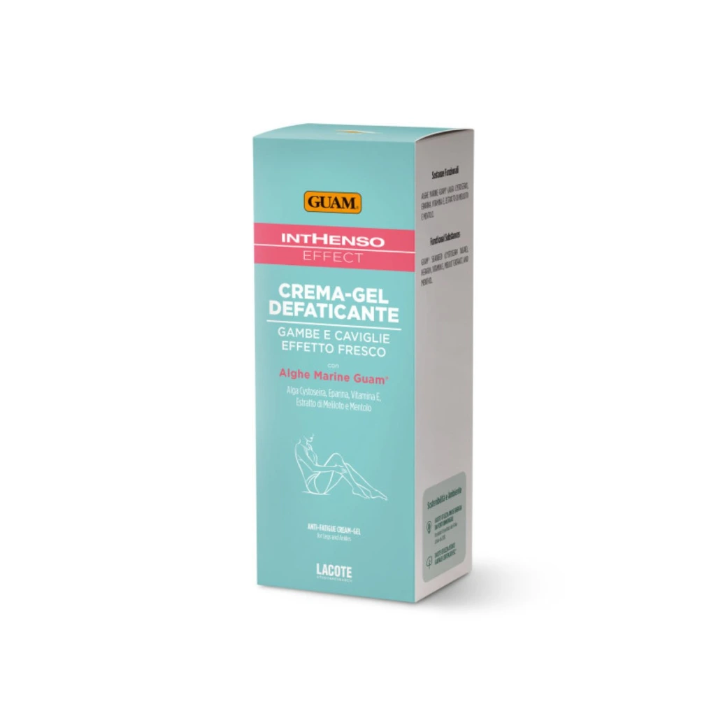 GUAM Inthenso Effect kühlendes Creme-Gel für schwere Beine & Knöchel 150 ml Packung.webp