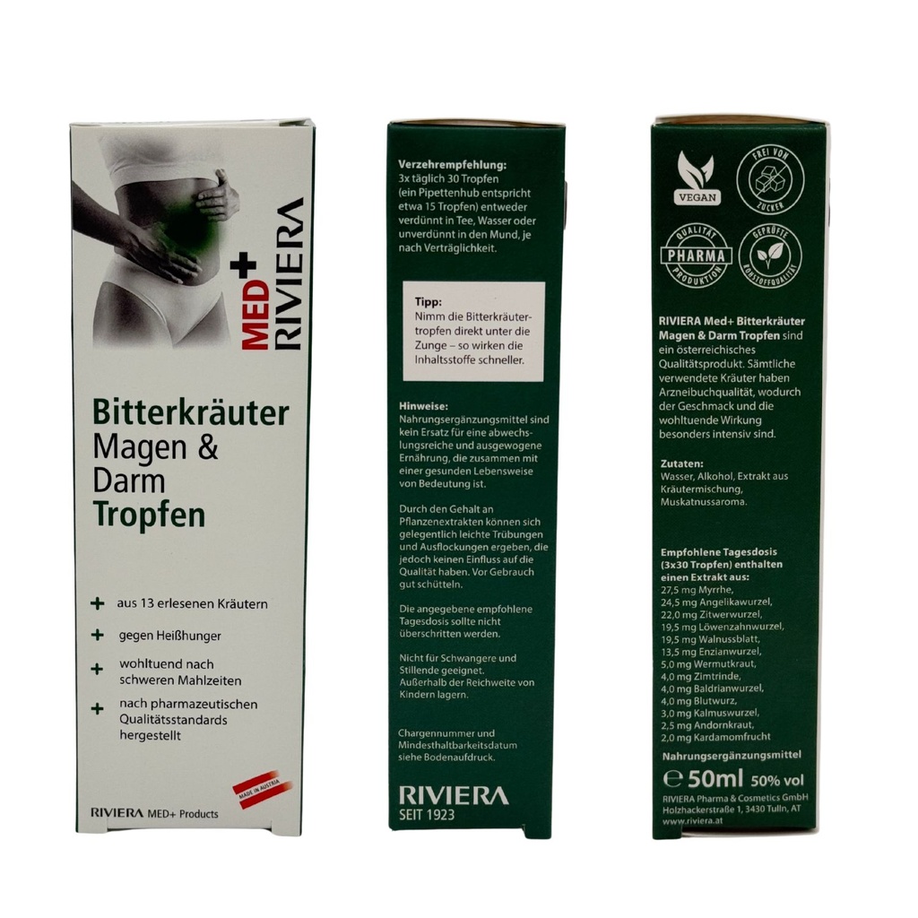 Riviera MED+ Bitterkräuter Magen & Darm Tropfen 50 ml