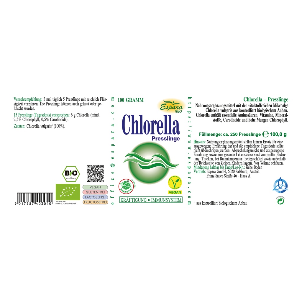 Espara Chlorella BIO ca.  250 Presslinge BIO