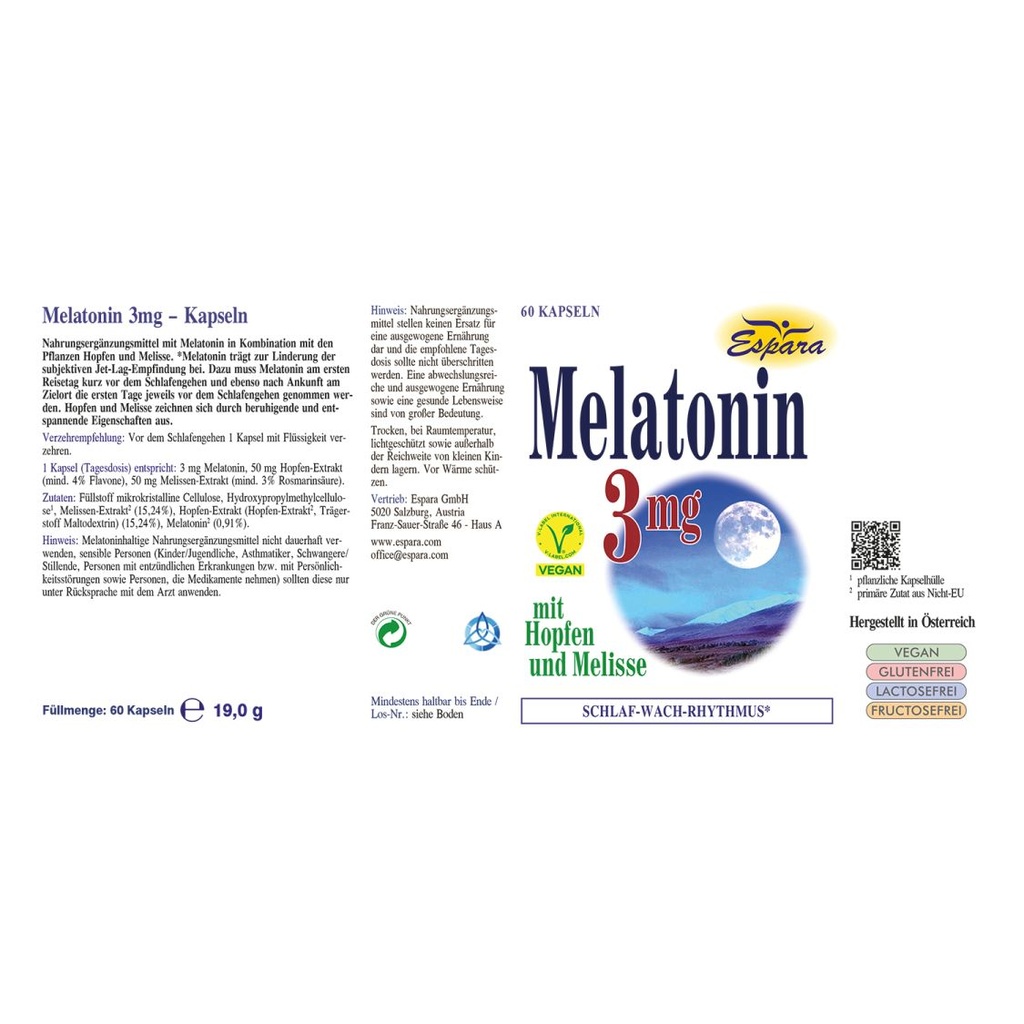 Espara Melatonin 3mg 60 Kps.