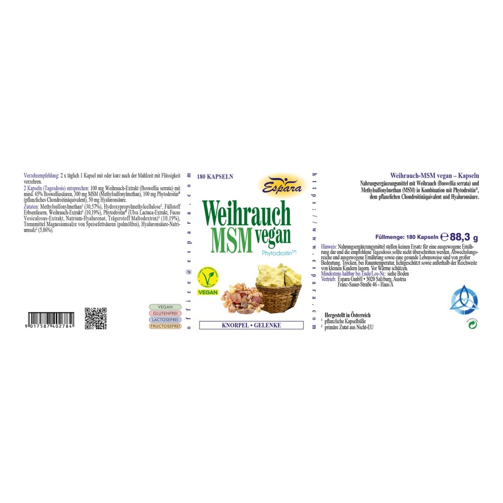 Espara Weihrauch-MSM vegan  180 Kps.