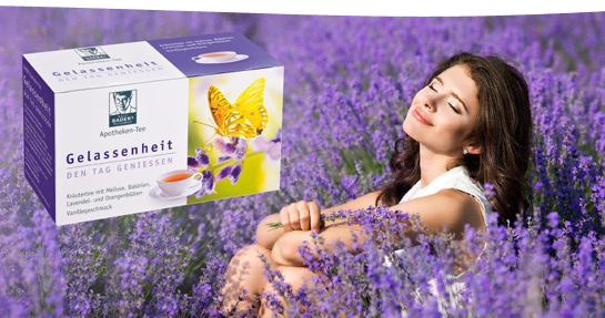 [B 707719] BADERs Gelassenheits-Tee Kräutertee mit Melisse, Baldrian, Kamille, Fenchel, Lavendelblüten und Passionsblume